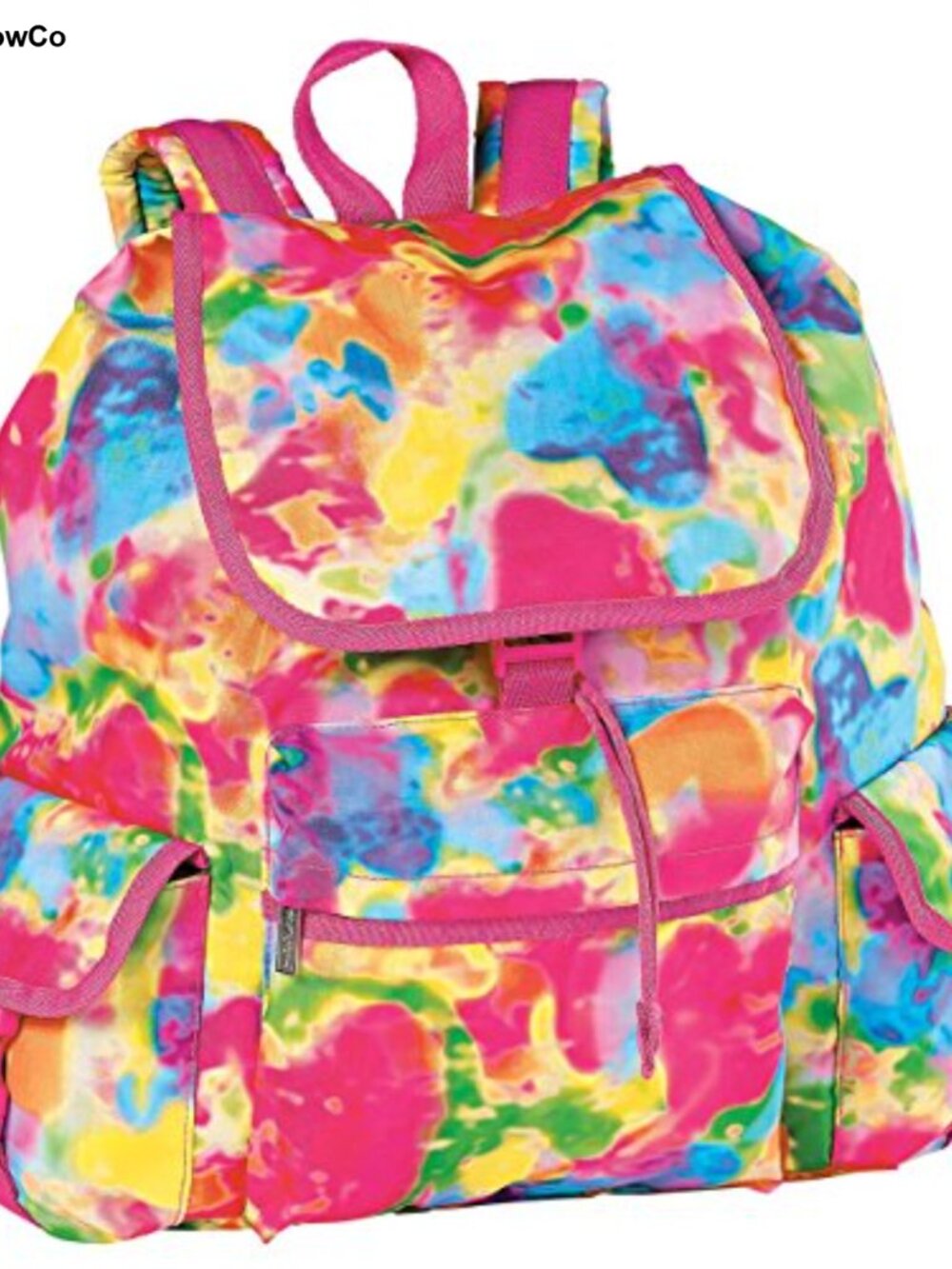 Ripstop Nylon Deluxe Knapsack Backpack Drawstring Flap Multi Pocket 16.5"